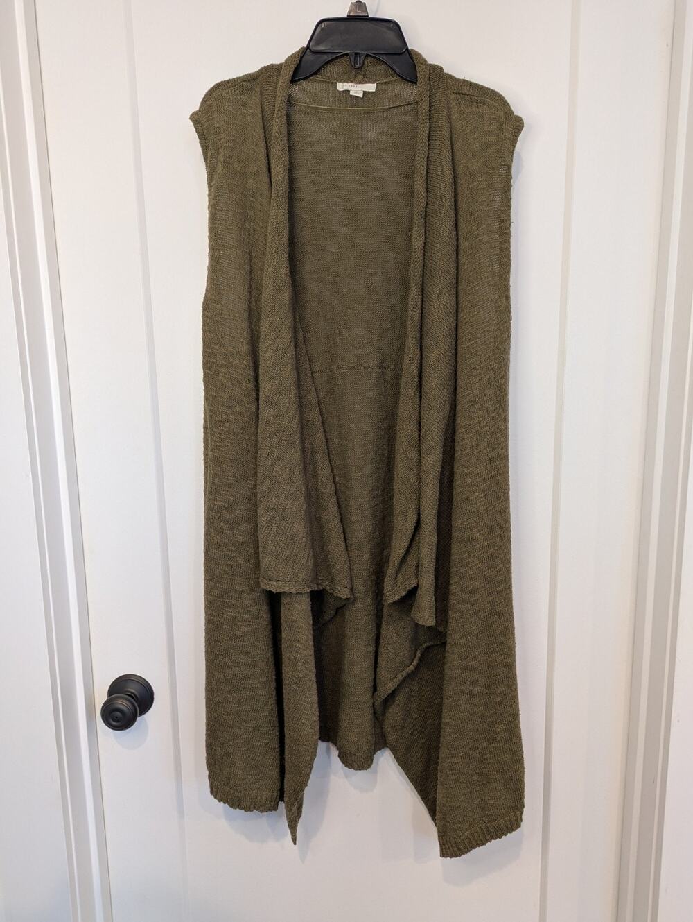 Est.1846 Women's SzXL Olive Green Sleeveless Open Sweater Cardigan Casual Career